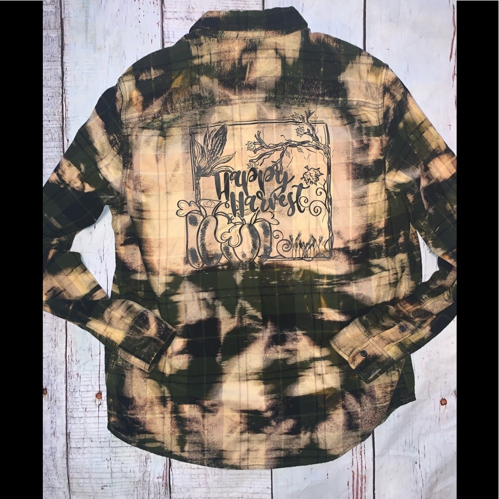 SOLD.  Bleached Flannel Happy Harvest